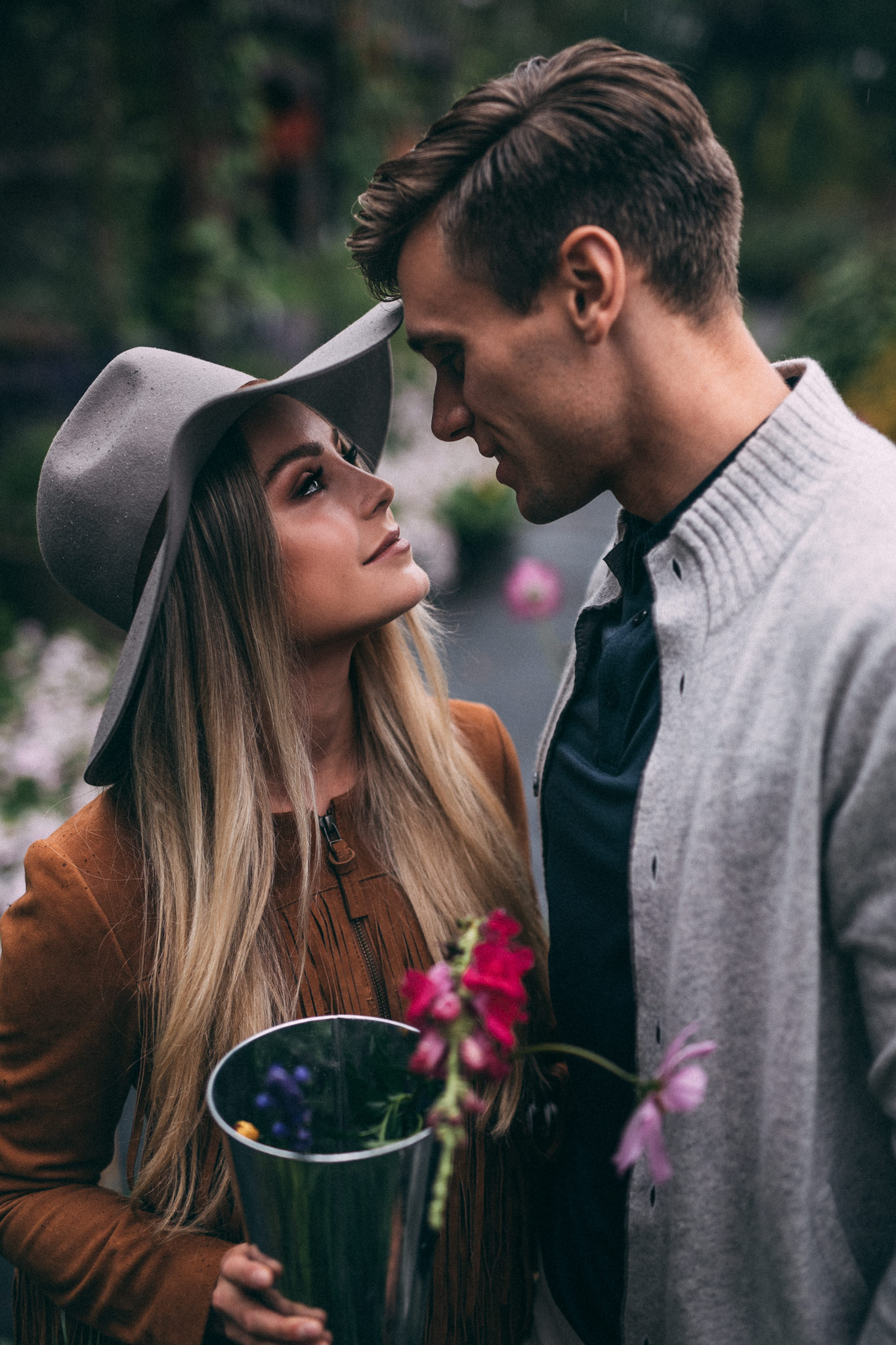 rainy engagement session