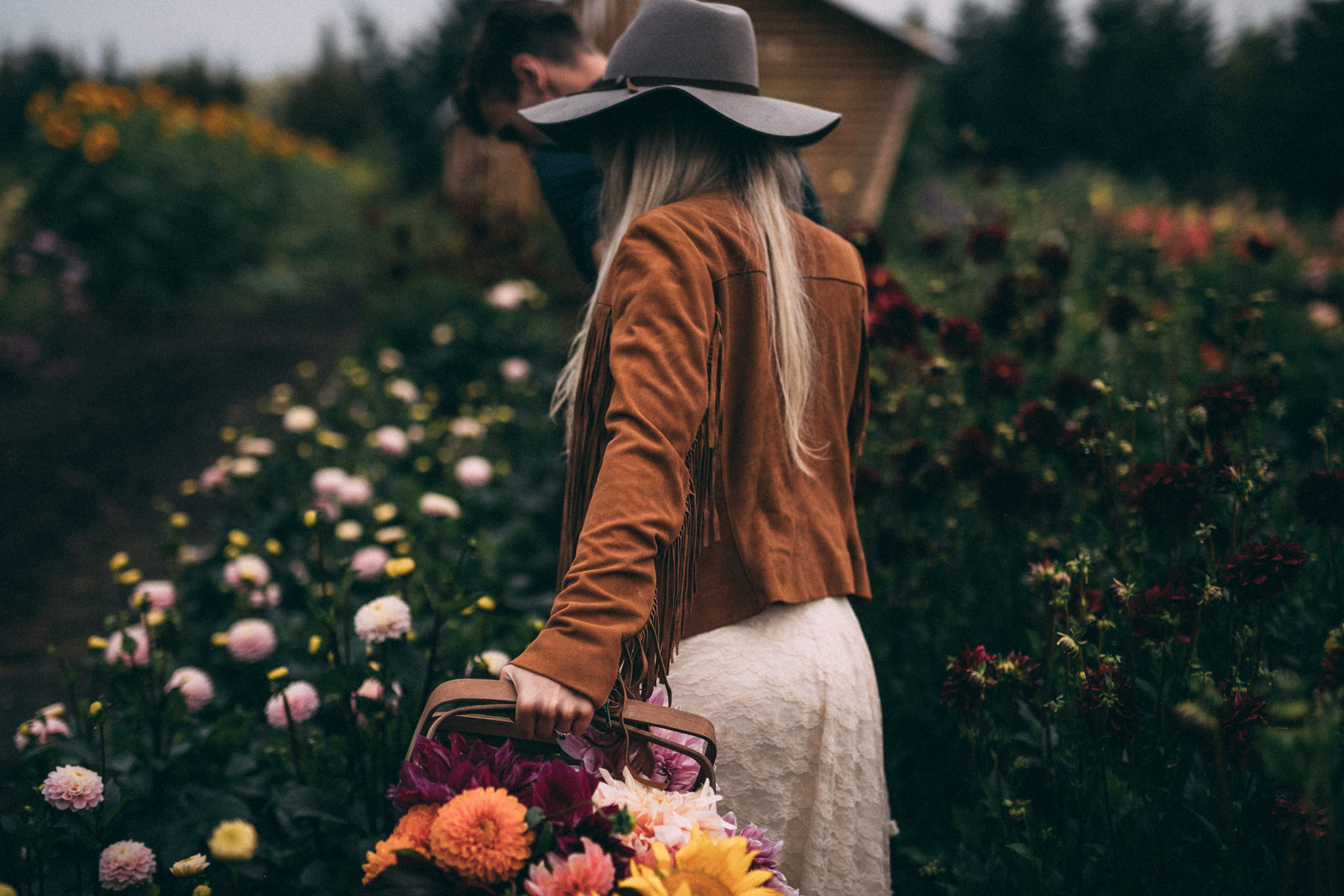 flower picking engagement session