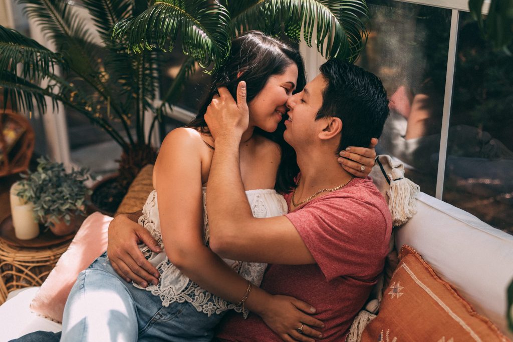 Bohemian sunroom couples session