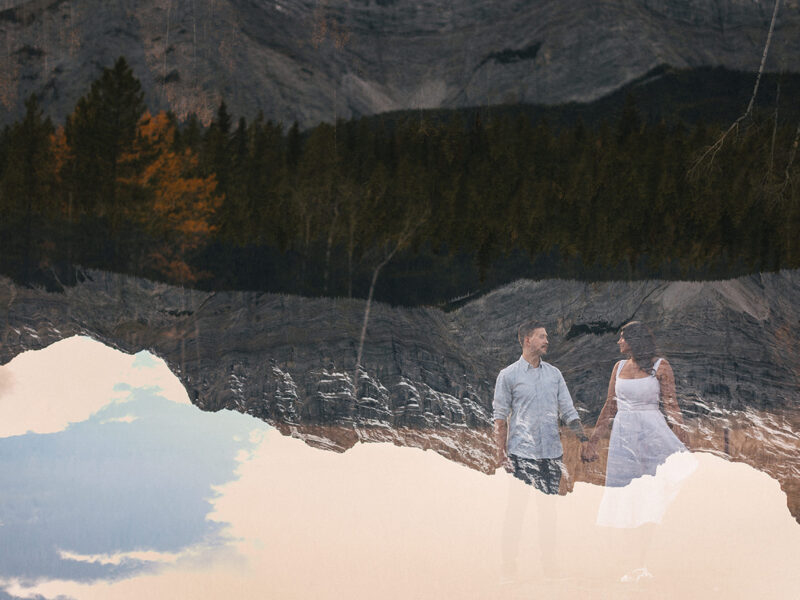 Lake Minnewanka engagement session in Banff National Park